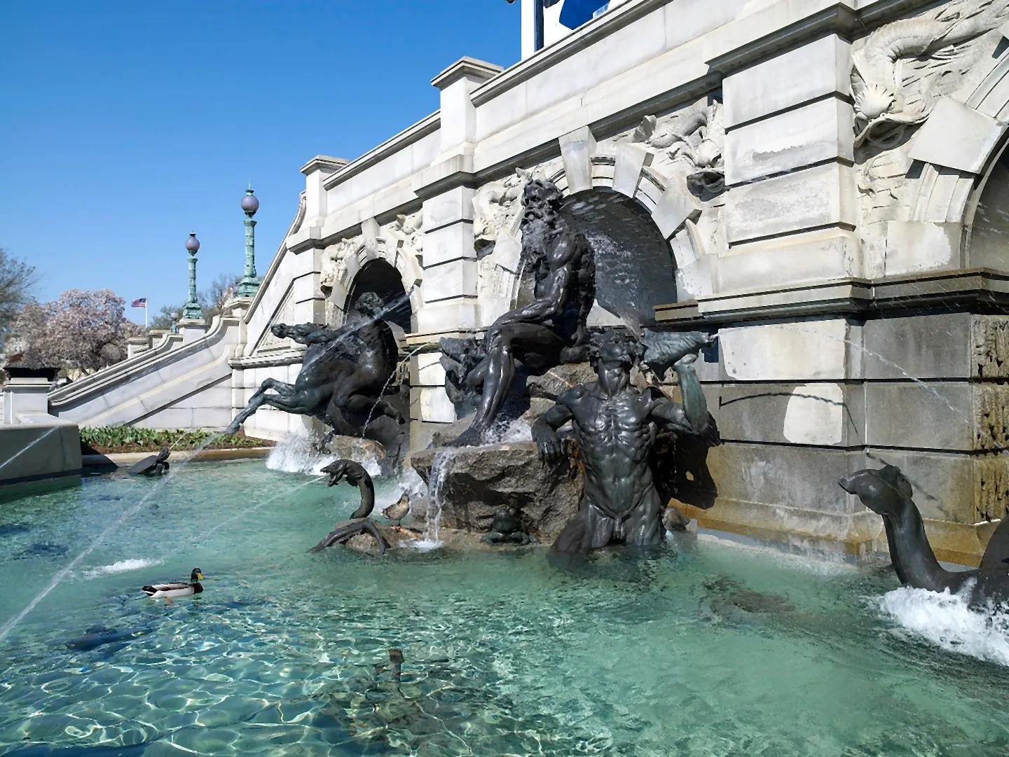 The Court of Neptune Fountain at the west front of the Thomas Jefferson Building.